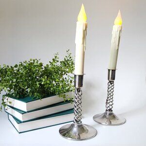 Vintage Hans Jensen Eisenberg-Lozano Mid-1900s Modern Silverplate Candlesticks